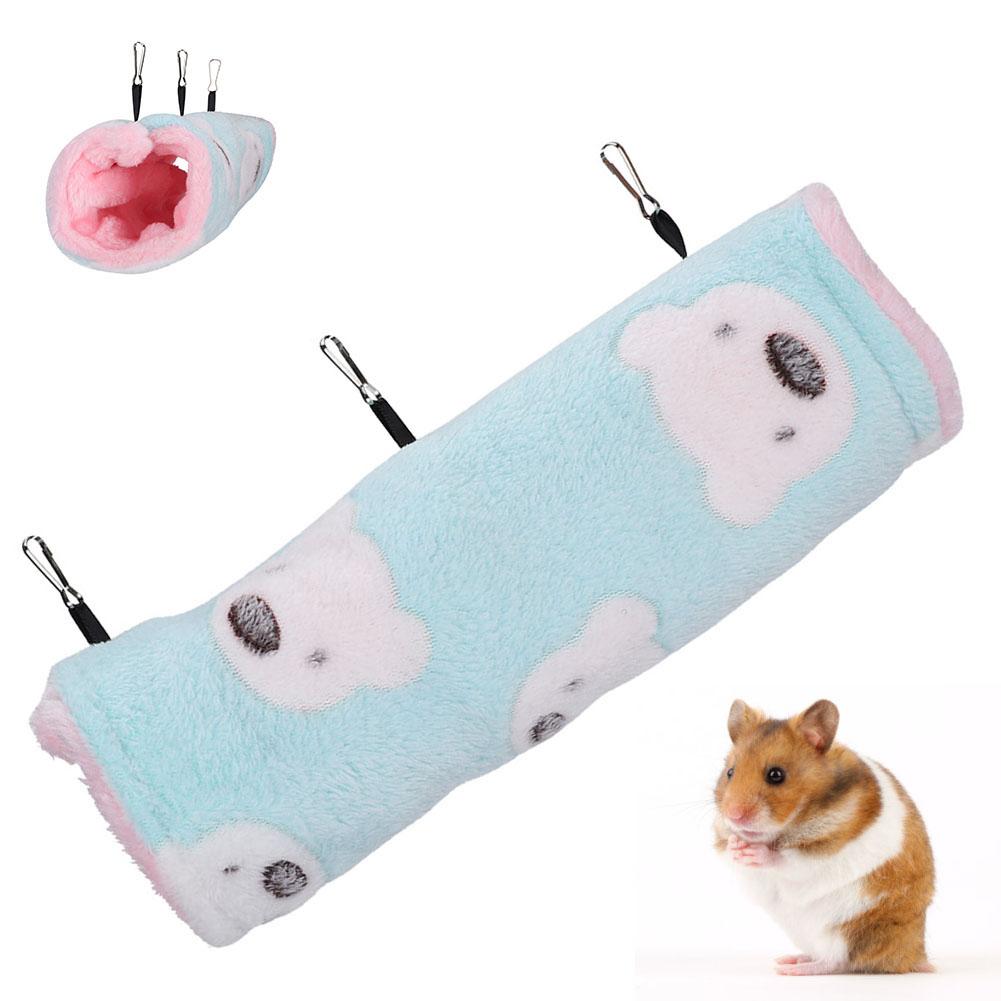 Tunnel per Animali Piccoli Nido in Cotone Peluche Morbido Canale Appeso per Criceti Casa(Orsetto Verde)S