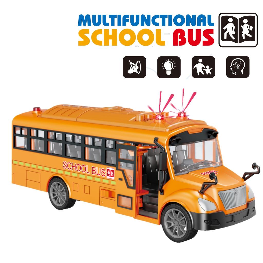 Kids Simulation Large School Bus Inertial Toys Lighting Car Model Interactive Educational Toys for Kids Birthday Christmas Gift
