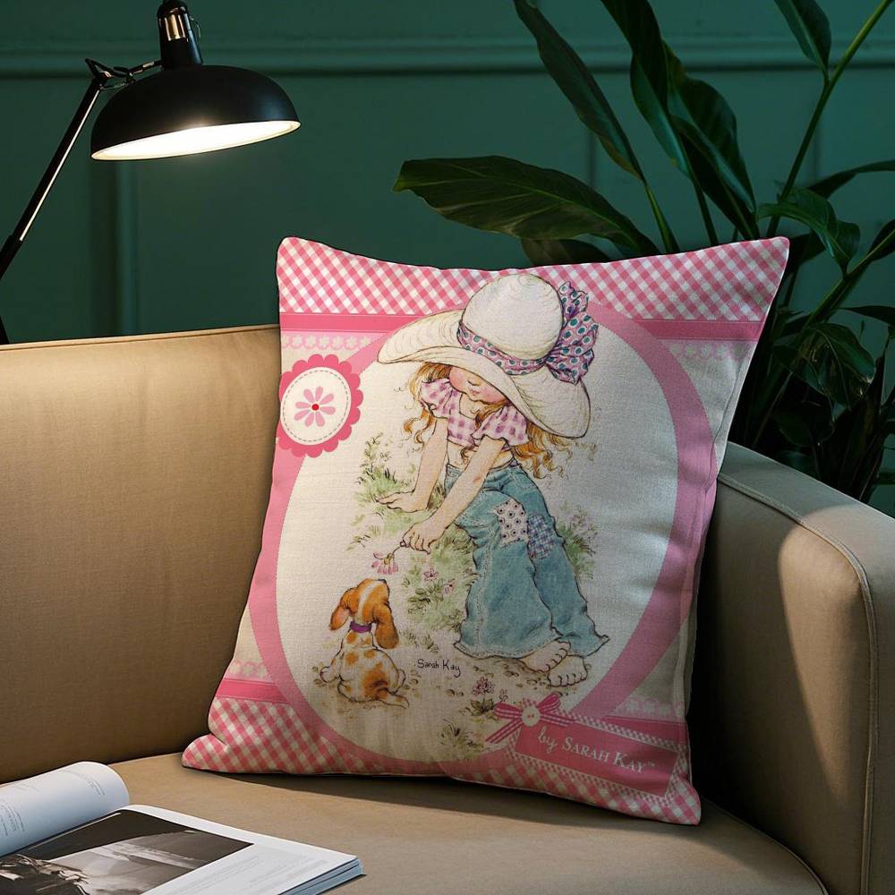 Cute Sarah Kay Girl Pillow Case Short Plush Print Cushion Cover Square Throw Pillow Covers Sofa Home Decor