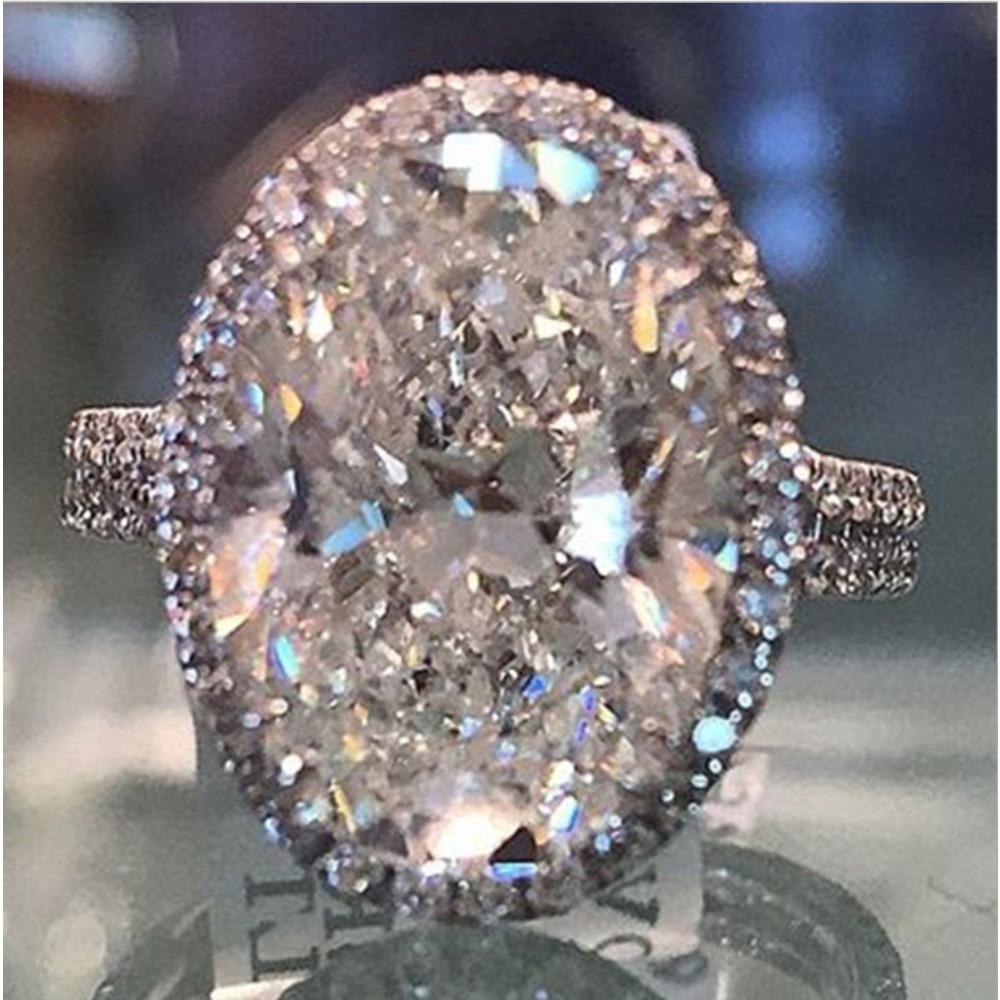 

Women Oval Simulated Zirconia Ring Micro Pave Design Elegant Fashion Engagement Jewelry Gift no. 6 платиновый