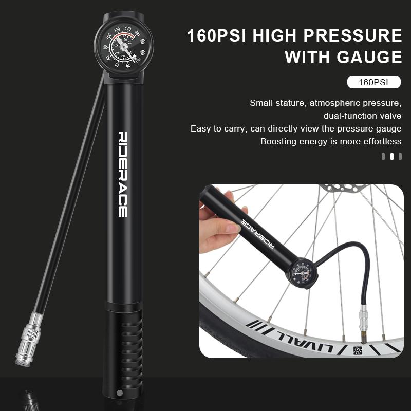 MTB Road Bike Inflator With Gauge Portable Aluminum Alloy Hand Tire Air Inflator Bicycle Pump For AV FV Presta Schrader Valve