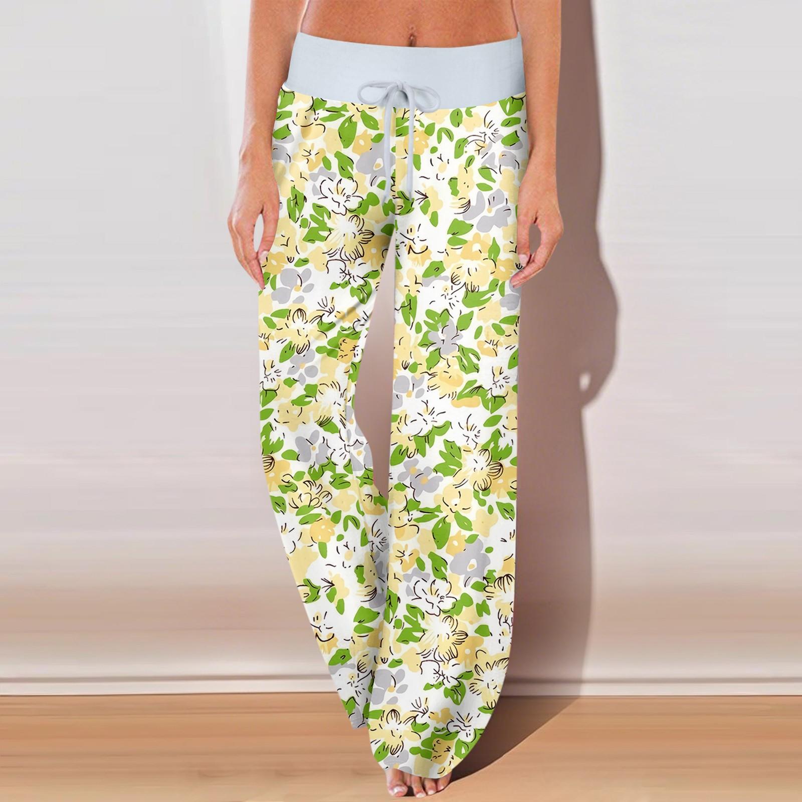 

Женские повседневные спортивные брюки с винтажным принтом, пижамные брюки с карманами XL жёлтый