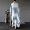 2024 Spring Ethnic-Style Mid-Length Striped Cotton Linen Dress for Women