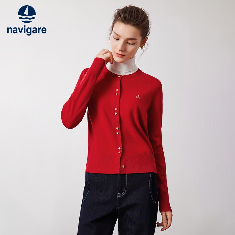 Navigare Women's 100% Wool Knit Cardigan Sweater