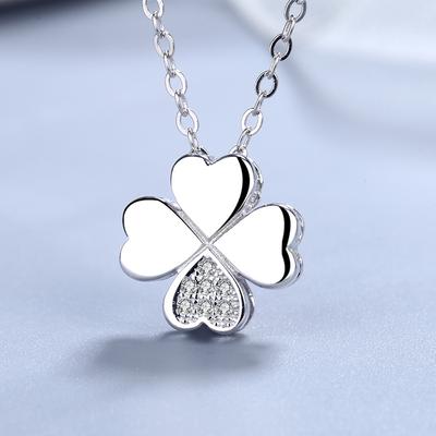 Jewelry S925 Sterling Silver Four-Leaf Clover Pendant Korean Fashion Lucky All-Match Jewelry
