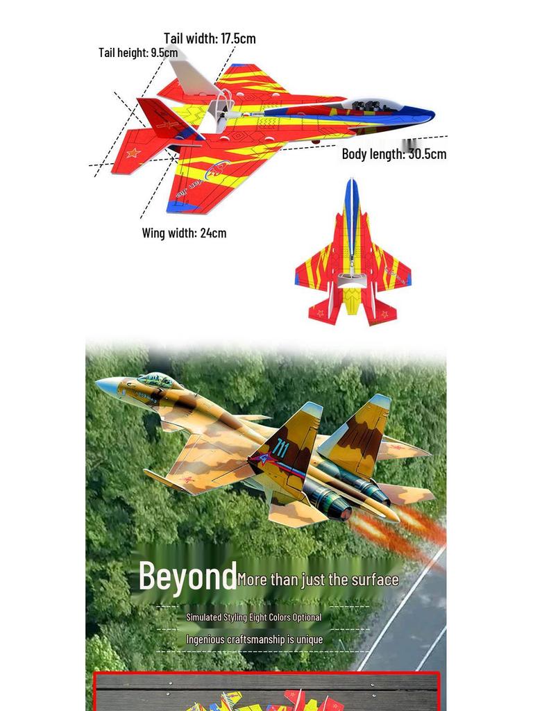 Electric USB Charging Hand-Launched Su-35 Su-27 Boomerang Glider Model Airplane