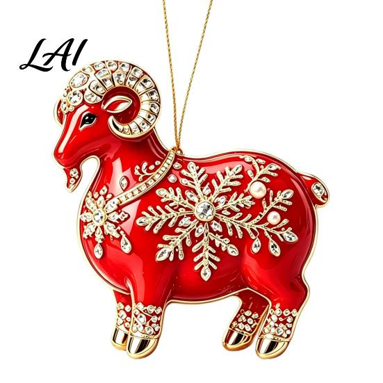 Acrylic Ornament for Restaurant 2PCS Christmas Goat Hanging Ornaments Decorative 2D Tree Birthday Party Decor Pendants Lightweight Festive Ornaments