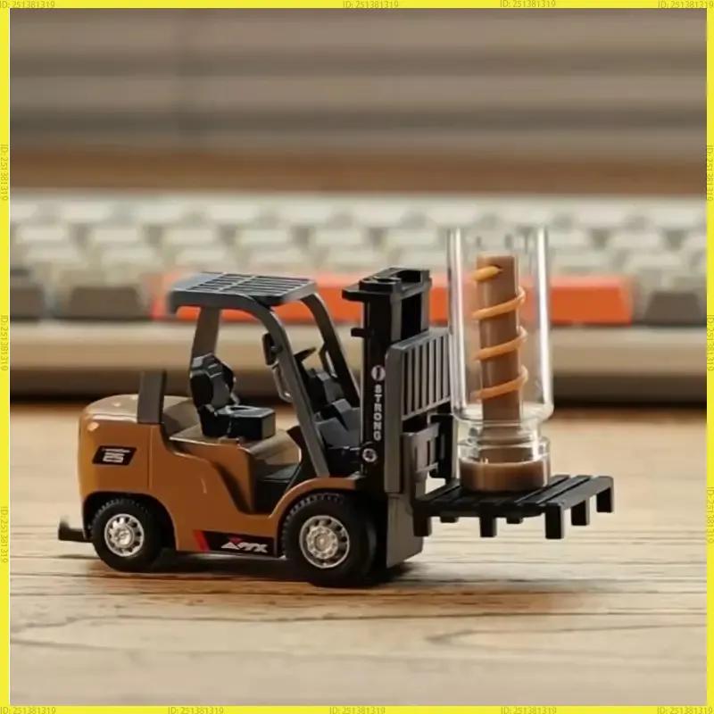 New 1/64 Remote-Controlled Alloy Forklift Engineering Vehicle Tabletop Toys Model Collection Birthday Gift For Girls Boys