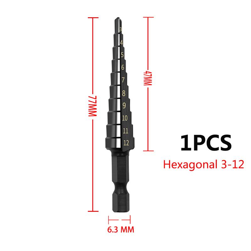 3pcs 3-12mm 4-12mm 4-20mm HSS Straight Groove Step Drill Bit Set Titanium Coated Wood Metal Hole Cutter Core Drill Bit Set