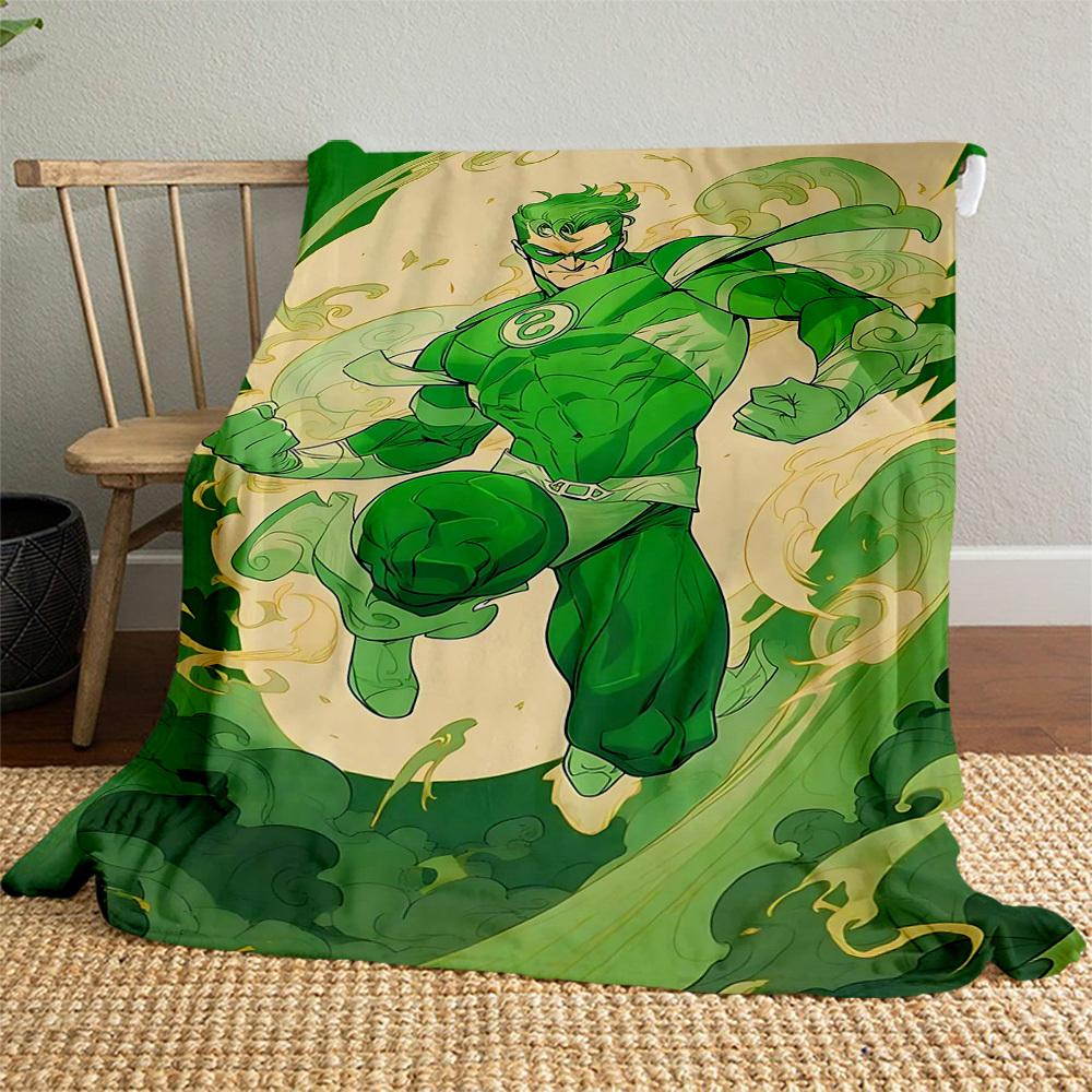 1pc Green LanternOutdoor Flannel Blanket Soft Plush Decor for Picnics, camping,Bedroom, Playroom, or Lunch Breakn1192A