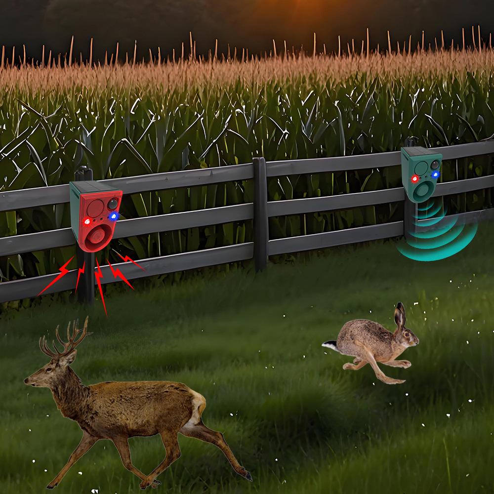 Solar-Powered Ultrasonic Animal Repellent with Infrared and Sound Alarm