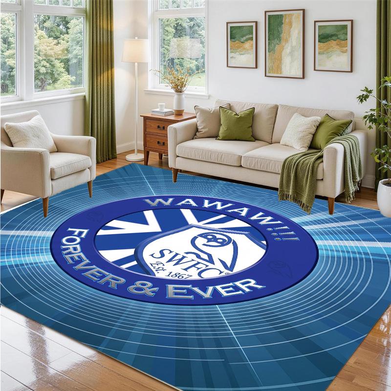 Sheffield Wednesday Design Crystal Velvet Rug Soft Decorative Mat for Bedroom Entrance