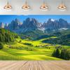 2D Plane, 1 Piece of a European Mountain Scenery Background Banner, Suitable for Weddings, Birthdays, and Anniversaries
