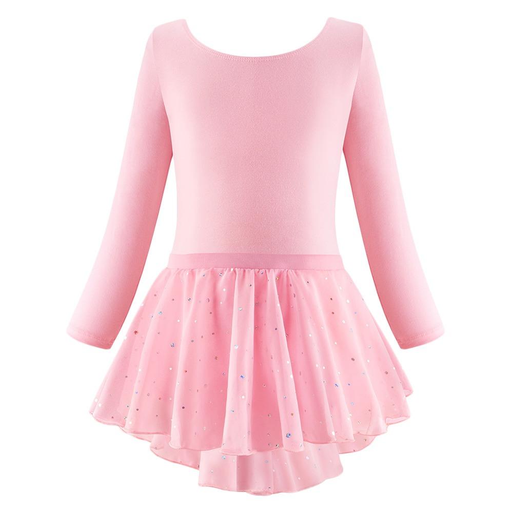

Cotton Ballet Tutu Skirt Long Sleeve Performance Clothes Fashion Dance Costumes Kids Girls 160CM розовый