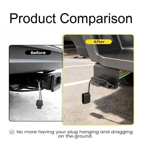 Trailer Mounting Bracket Easy Installation 4-Pin Trailer Connector with Screws Rust-Proof Carbon Steel Mounting Hardware