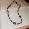 Retro Tiger Eye Stainless Steel Necklace - Light Luxury, Versatile Clavicle Chain Jewelry