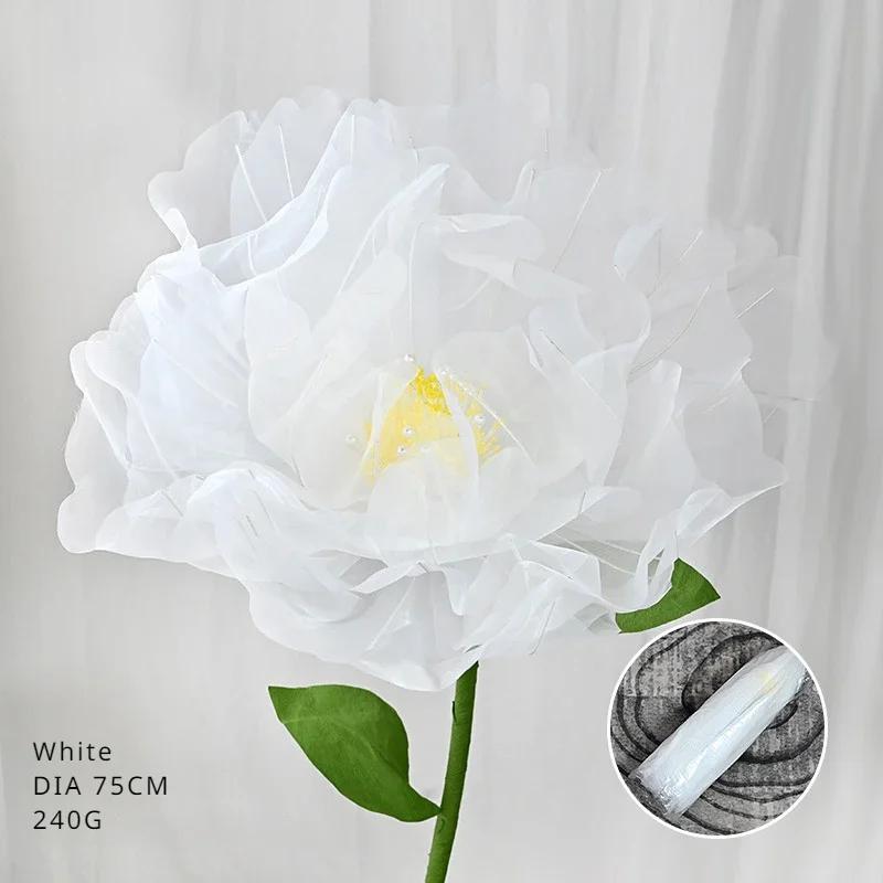 

ДІАМЕТР 75СМ Штучна Сітчаста Червона Пряжа Квітка Півонія Півонія Велика Квітка Весільна Декорація Сцена Віконні Декорації