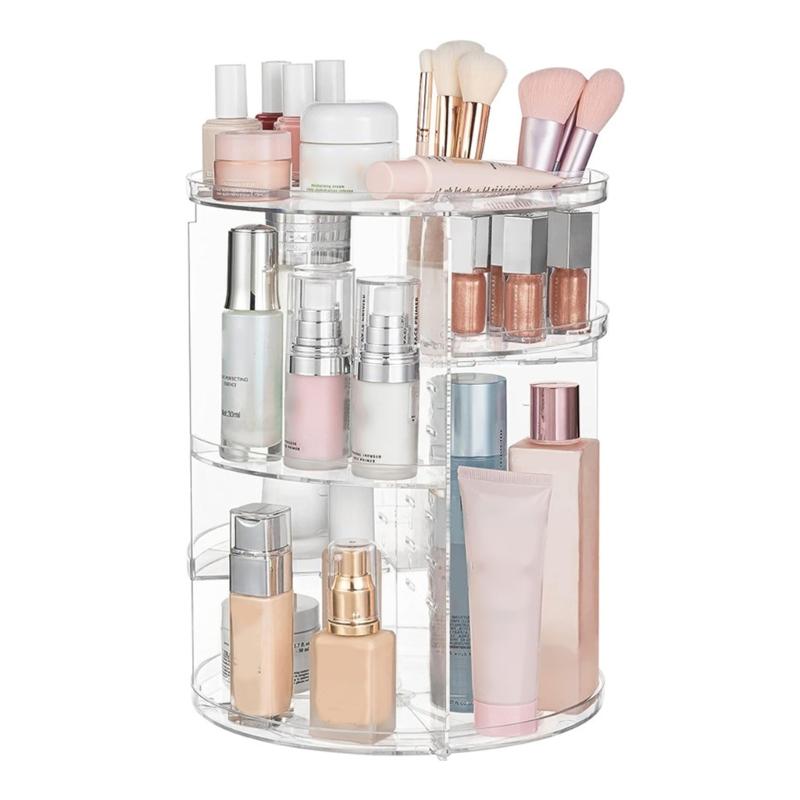 360 Degree Rotating Cosmetic Storage Organizer Skincare Stand Multilayered Acrylic Rack for Makeup and Beauty Tools