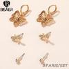 Bisaer Exquisite Butterflies & Dragonflies 3 Pair of Stud Earring Set for Women Fashion Jewelry