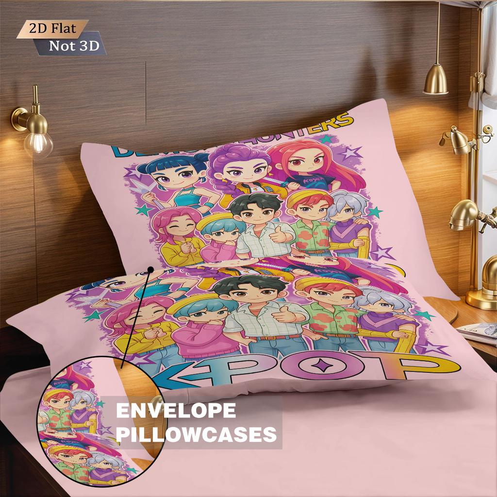 3pcs K-Pop Demon Hunters Print coreless Bedding Set Multi Sized Bedrooms Dormitory duvet Cover Decoration Soft Machine Washable