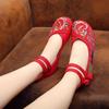 Women Cute Red Floral Embroidery Anti Skid Flat Shoes Zapatos De Mujer Lady Cool Comfort Black Vintage Shoes Ab653