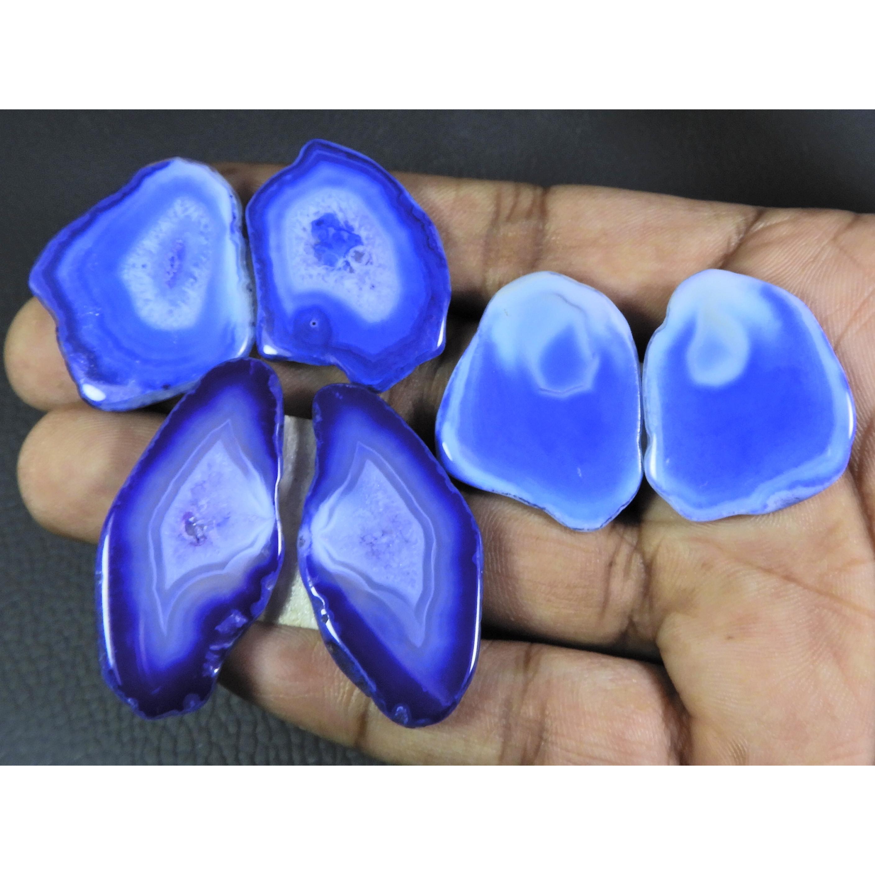 

Dyed Slice Druzy Agate Matched pair Cabochon Loose Gemstone 3Pair Lot 178Cts A-731