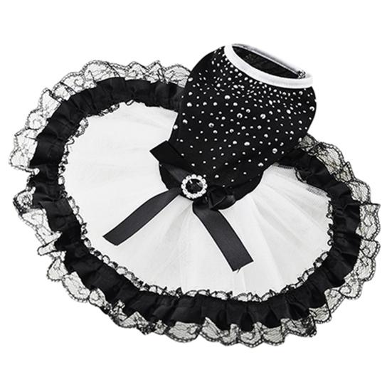 Glitter Lace Bowknot Bubble Skirt Pet Dress Clothes Puppy Costume Photo Shooting Prop