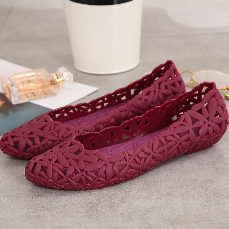 

Fashion Cosy flats jelly shoes slip on cut-out flower loafers bow-knot strip shallow moccasins brief anti-skid candy espadrilles women 8.5