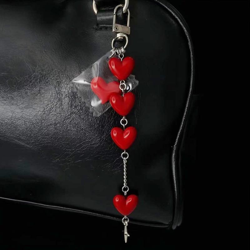 Playful Red Candy Pouch Keyring Heart Shaped Alloy Resin Accessory  Ideal For Keys Gifts Decoration Hanging Charm