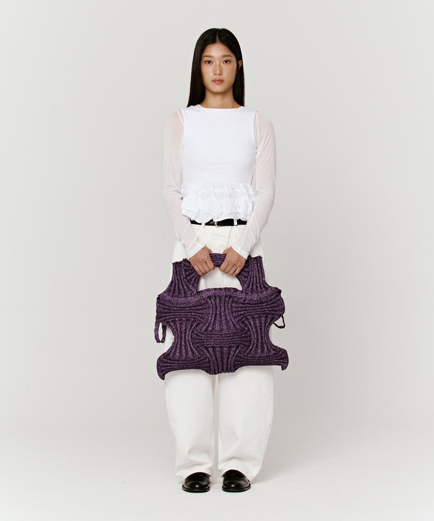 Pleatsmama Big Bow Bag Glitter Deep Purple