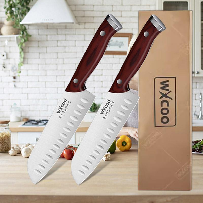 Stainless Steel Kitchen Knife Vegetable Fruit Knife Professional Boning Knife Japanese Fish Santoku Slicing  Knife Wooden Handle