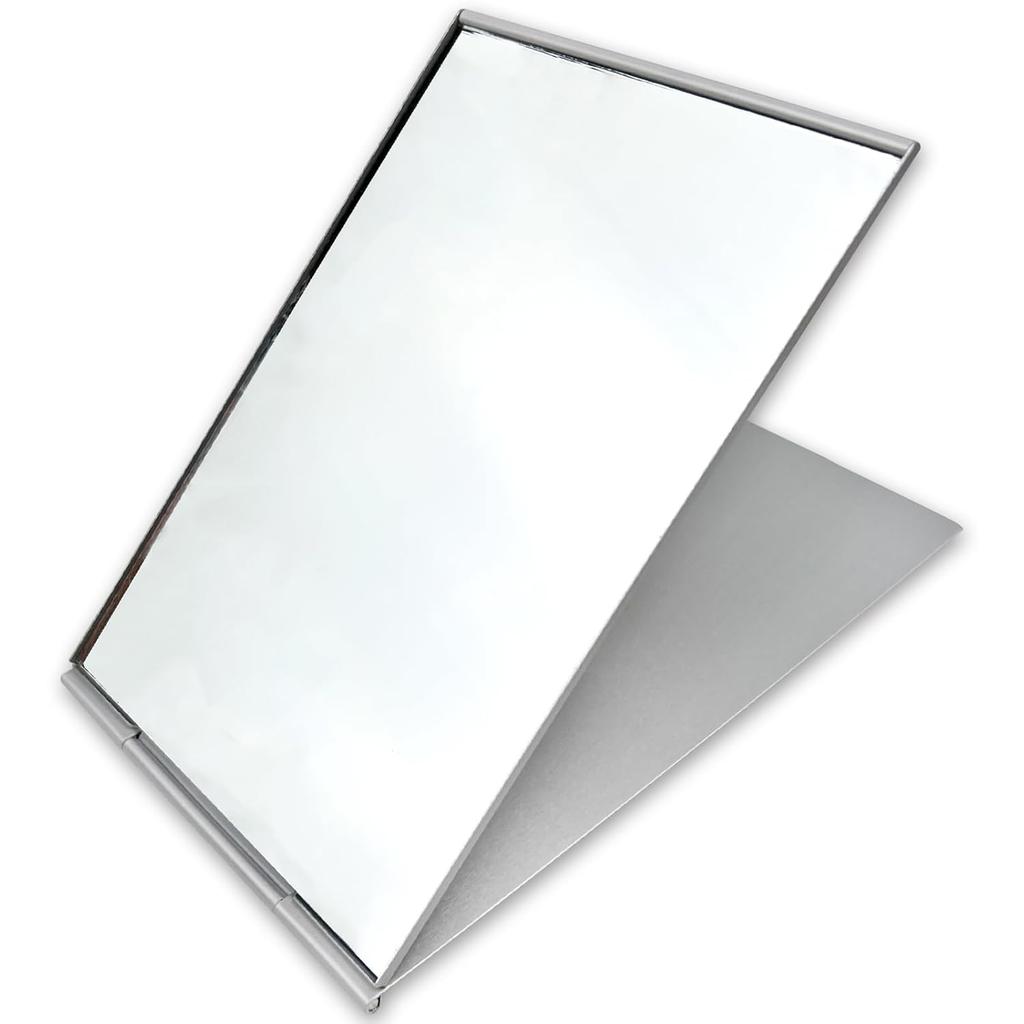 Simple Flip-Top Makeup Mirror, Portable Folding Ultra-Slim Aluminum Vanity Mirror for Makeup, Travel & Grooming, 5.91x3.94 Inch