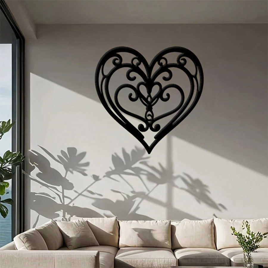Iron Wall Art Heart Butterfly Metal Sculpture Home Garden Decor Gift