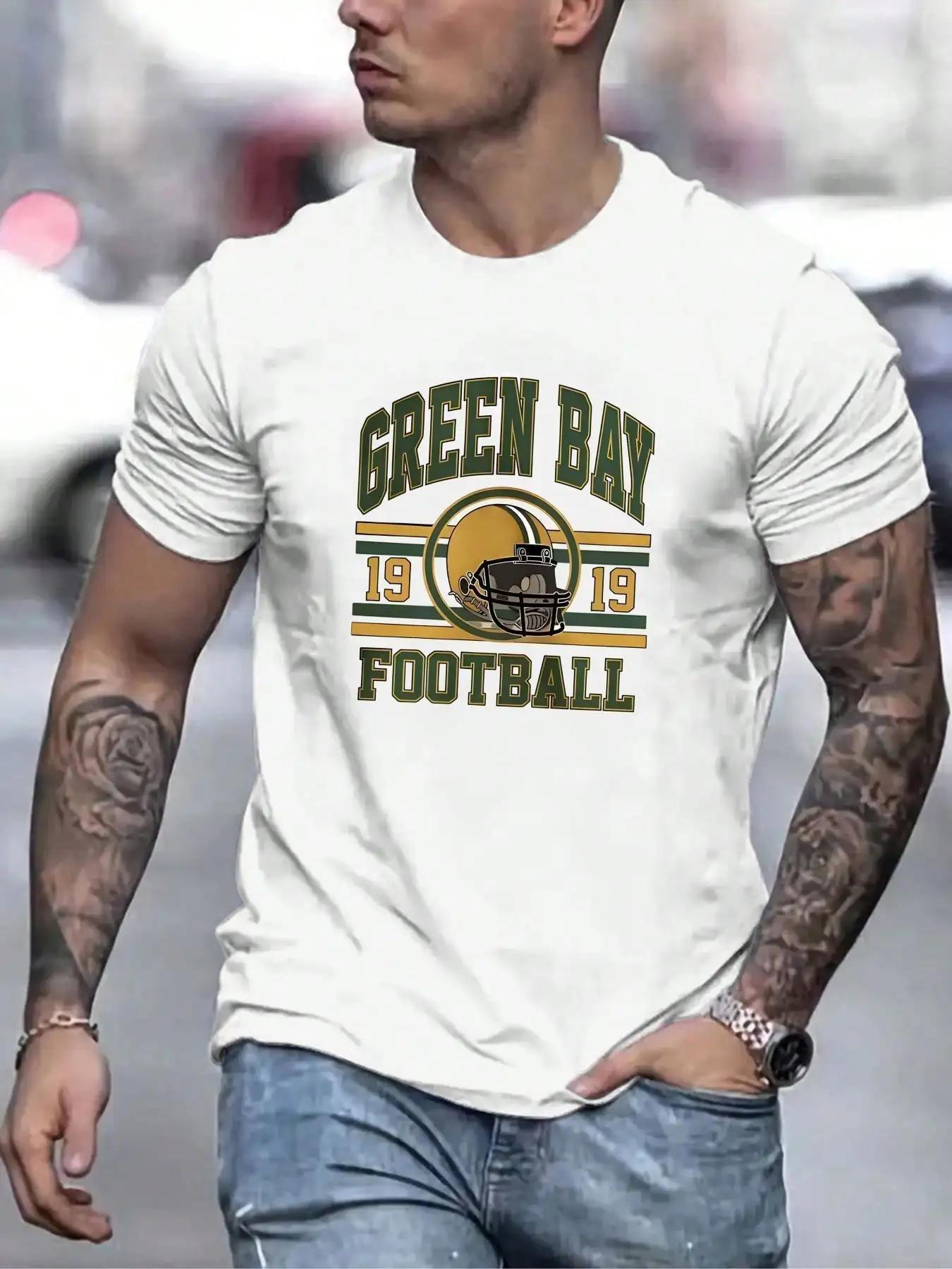 Green Bay Printed Fashion T Shirt Crew Neck ShortSleeved Top Graphic T Shirt Menswear Summe Mens Wear S