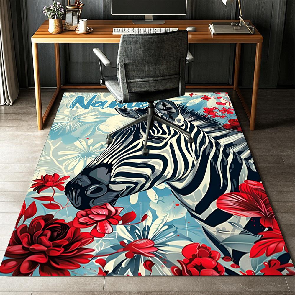 Custom Name LNTB002260915X1004==Zebra Printed Carpet,Rug for Office Chair Living Room Bedroom Kitchen Room Decor Gifts.