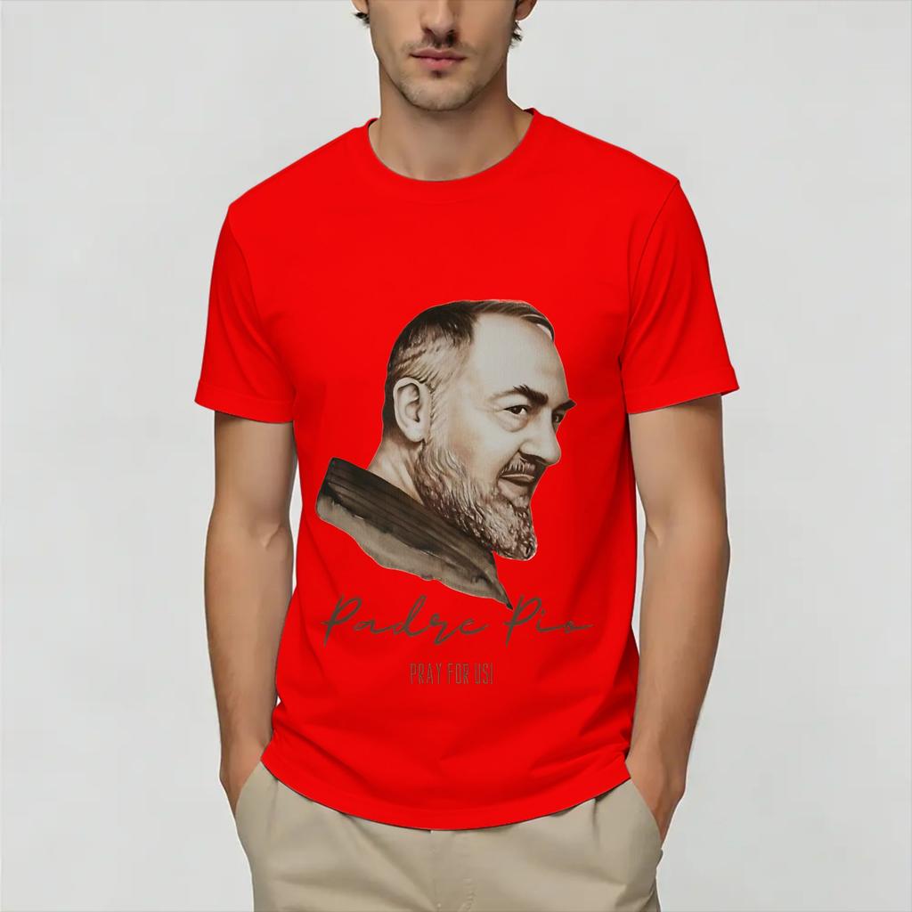 T-shirt Unisex Padre Pio Magliette Divertenti Manica Corta Girocollo Magliette in Cotone Stampe