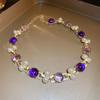 Acrylic Oval Diamond Ring Bracelet Earrings Necklace Accessories Women's Clavicle Chain Versatile Necklace