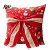 Decorative Cushion Cases for Sofa Christmas Throw Pillow Cover, Holiday Cover with 3D Bow, Covers Seasonal Farmhouse Case Living Room Couch