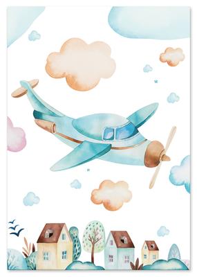 Poster for a Child's Room - a Plane In the Clouds