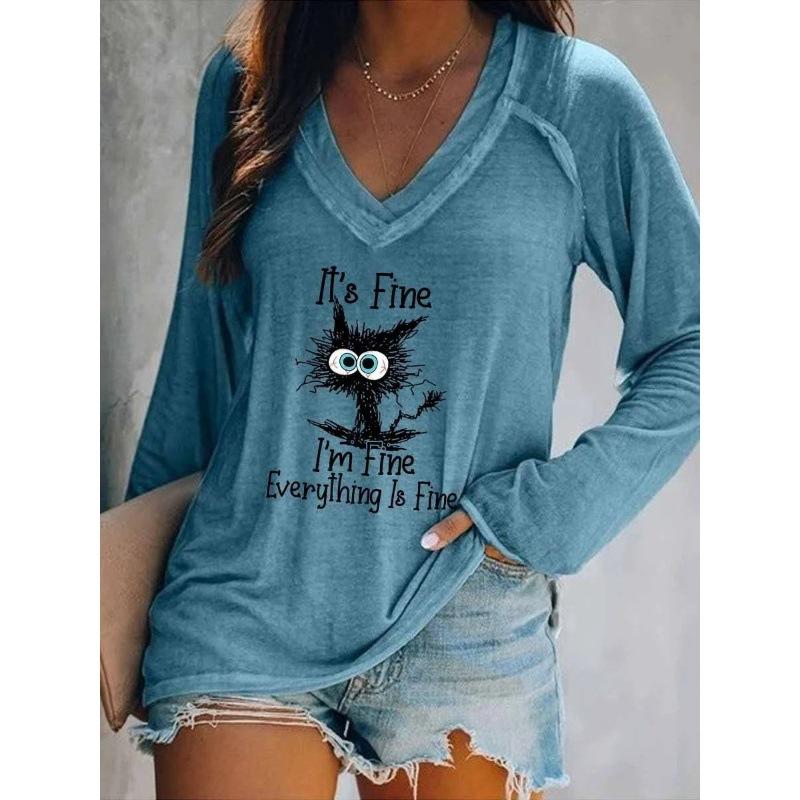 Autumn 3D Printed Multi Color Pattern Shoulder Sleeve Set Head Long Women's T-shirt