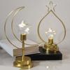 Eid Decors Moon Table Lamp Battery Operated Crescents Lamp Half Moon Light Metal Ramadans Star Lamp Home Decors