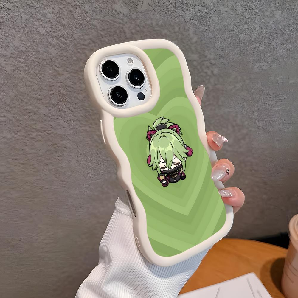 Spiel GI Kuki Shinobu Handyhülle für iPhone 17 16 15 14 13 12 11 Air Pro Max Plus Wellige Kante TPU Bunte Hülle Smartphone