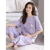 Pajamas Women's Summer, New Spring and Summer Short-sleeved Cute Loose Cropped Pants Loungewear Two-piece Set Summer