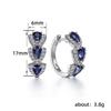 Retro Teardrop Sapphire Zircon Hoop Earrings for Women - Blue Luxury European & American Style