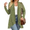 Damen Herbst- und Wintermode Lässiger Print Langarm Mittellange Strickjacke Jacke