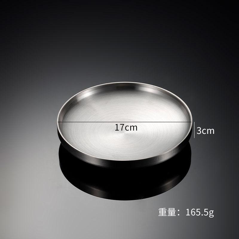 

Толстая круглая обеденная тарелка из нержавеющей стали для десертных блюд в западном стиле, двухслойный антипригарный обеденный стол, украшение для дома