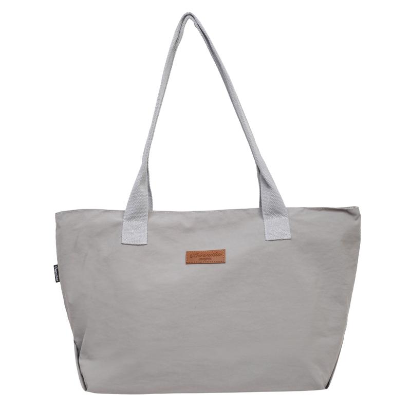 Solid Color Tote Bag Women's Large Capacity Shoulder Bag Student Classes Book Bag