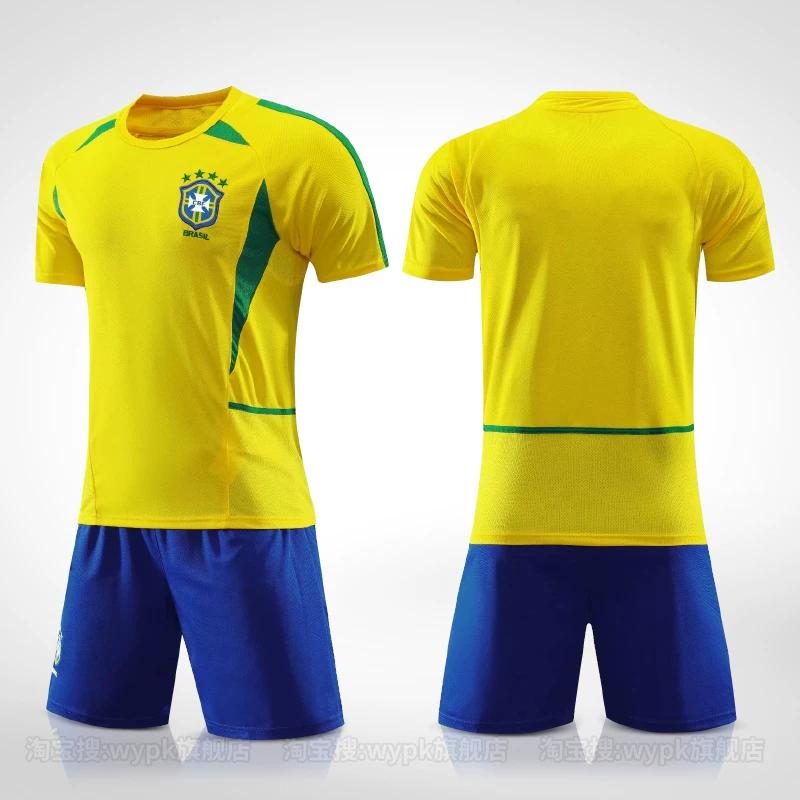 2002 Brazil Home Jersey with Team Badge XXL