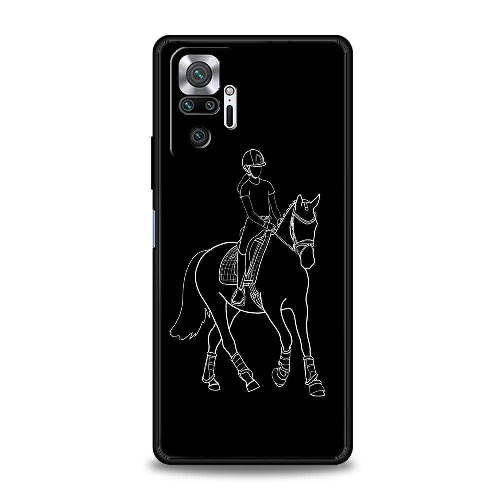 Animal Art Horse Phone Case For Xiaomi Redmi Note 14 13 5G 10 11 12 Pro Plus 4G 14C 13C 12C 10C Black Cover