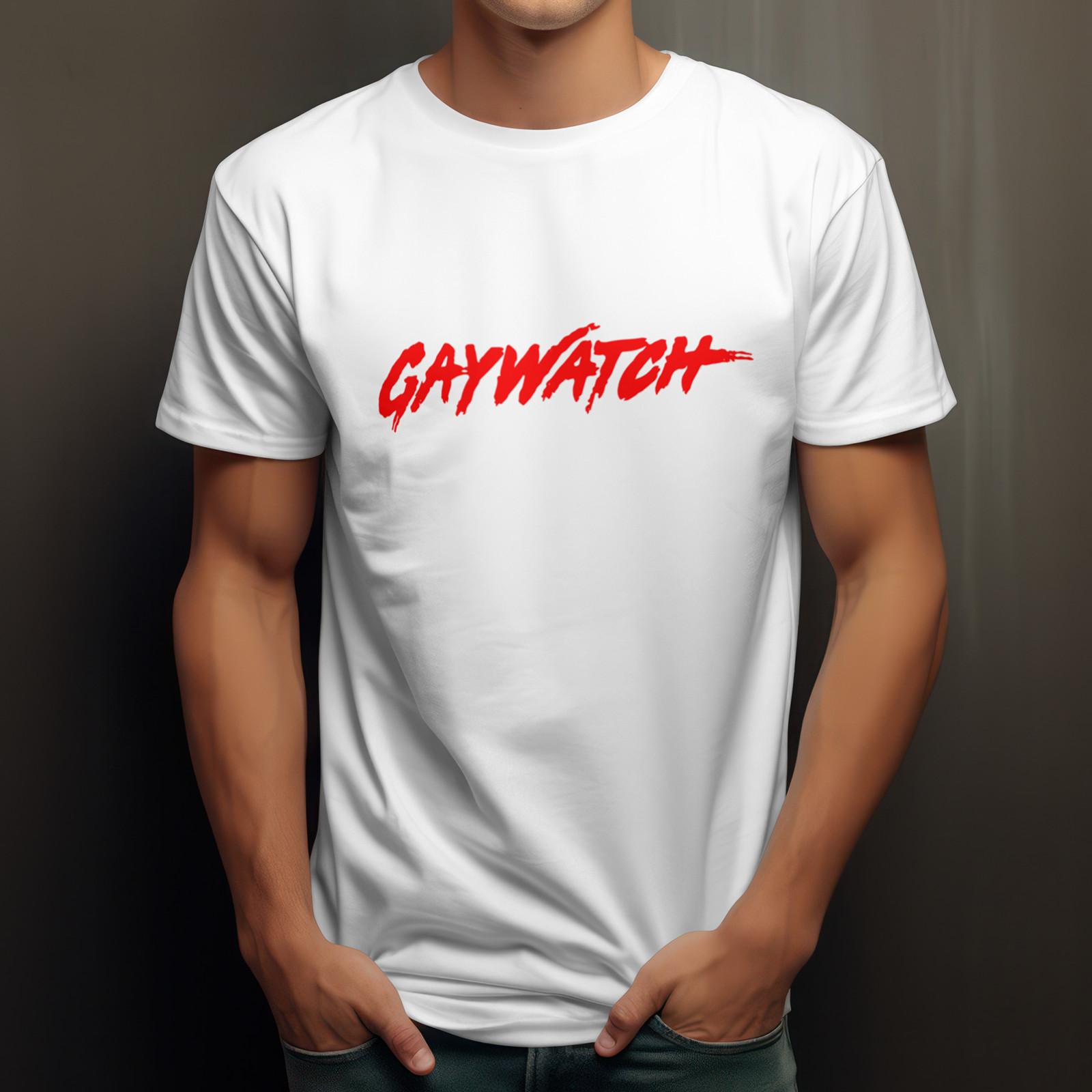GAYWATCH T-Shirt | Funny Baywatch Parody Tee | 90s TV Novelty Comedy Joke Top S